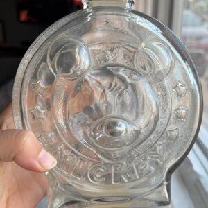 Vintage cast glass double sided Mickey/Minnie coin bank
